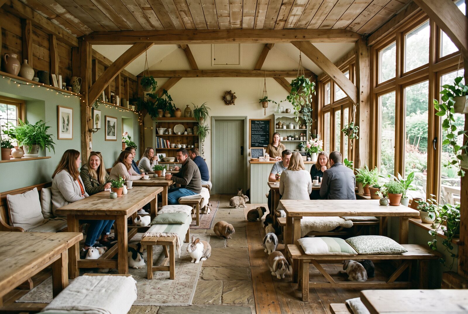 Inside the rabbit cafe